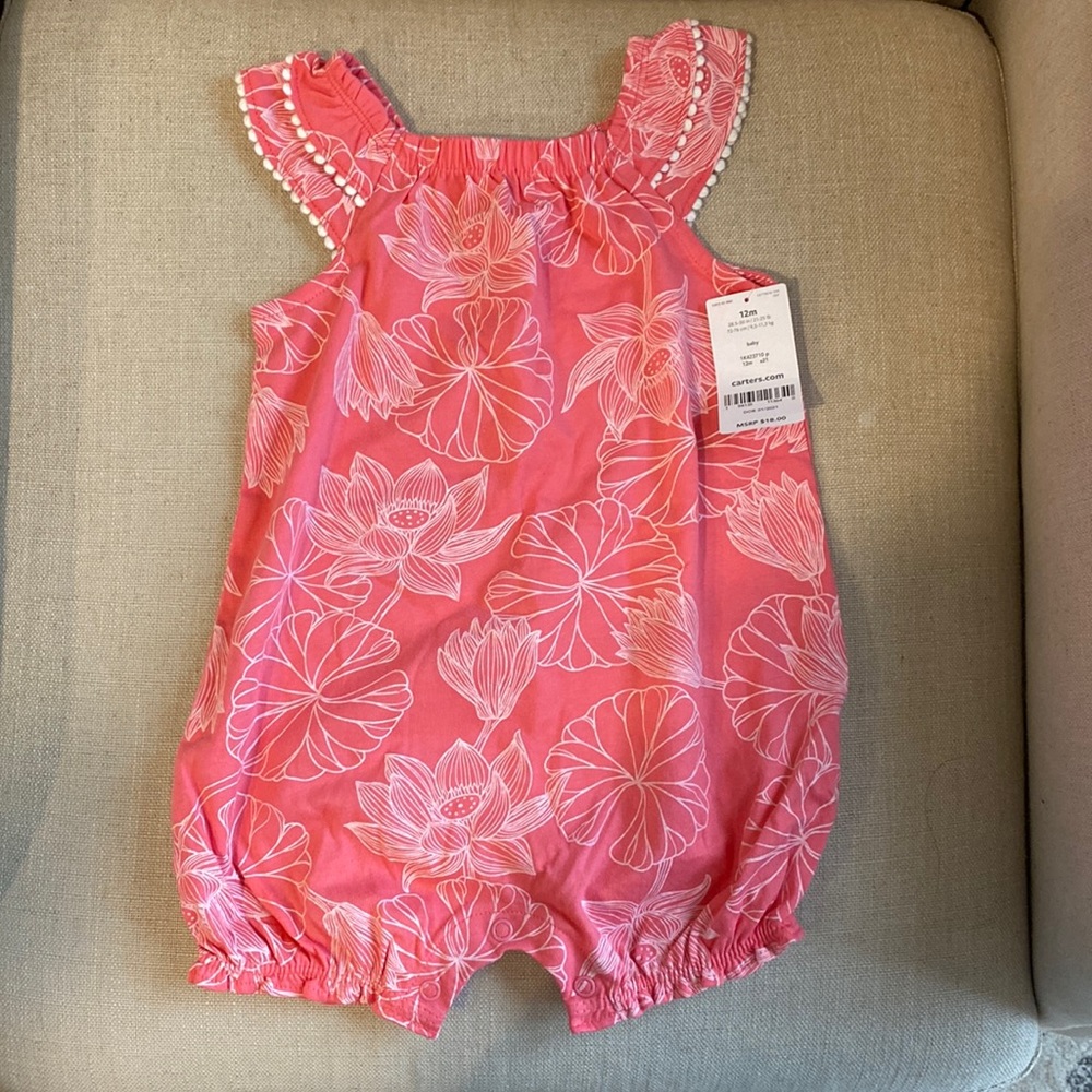 NWT Carters Pink Floral Bodysuit/Romper